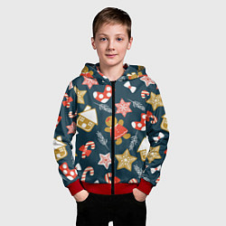 Толстовка на молнии детская Merry Christmas!!!, цвет: 3D-красный — фото 2