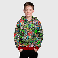 Толстовка на молнии детская МАЙНКРАФТ ВСЕ ГЕРОИ И ПРЕДМЕТЫ, цвет: 3D-красный — фото 2