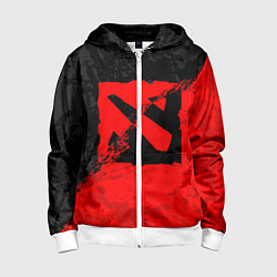 Детская толстовка на молнии DOTA 2 RED BLACK LOGO, БРЫЗГИ КРАСОК