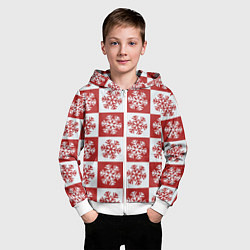 Толстовка на молнии детская Шахматные Снежинки, цвет: 3D-белый — фото 2
