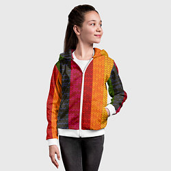 Толстовка на молнии детская Вязаная радуга, цвет: 3D-белый — фото 2