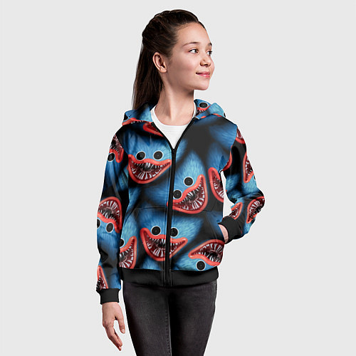 Детская толстовка на молнии POPPY PLAYTIME ХАГИ ВАГИ ЛИЦО МОНСТРА / 3D-Черный – фото 4