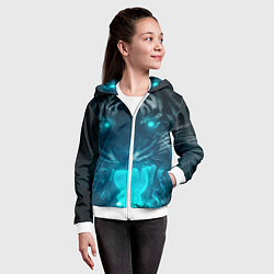 Толстовка на молнии детская Неоновый водяной тигр 2022, цвет: 3D-белый — фото 2