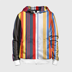 Толстовка на молнии детская Stripes Abstract, цвет: 3D-белый