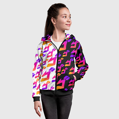 Детская толстовка на молнии JOJO BIZARRE ADVENTURE ДЖО ДЖО УЗОР / 3D-Черный – фото 4