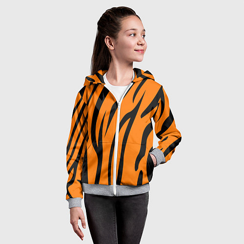 Детская толстовка на молнии Текстура тиграtiger / 3D-Меланж – фото 4