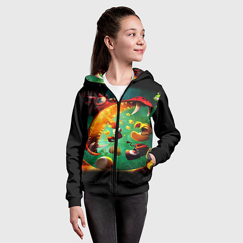 Детская толстовка на молнии Rayman Legend / 3D-Черный – фото 4