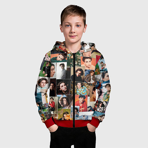 Детская толстовка на молнии Тимоти цветной коллаж / 3D-Красный – фото 3