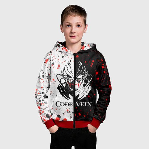 Детская толстовка на молнии Code Vein Logo / 3D-Красный – фото 3