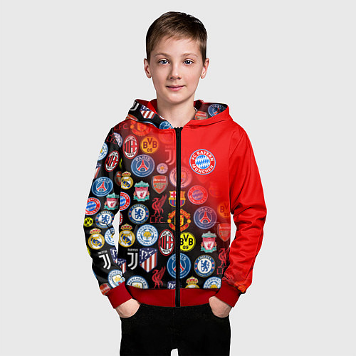Детская толстовка на молнии BAYERN MUNCHEN BEST FC SPORT / 3D-Красный – фото 3