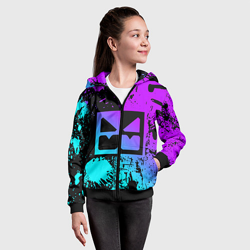 Детская толстовка на молнии GEOMETRY DASH NEON LEVELS SMILE / 3D-Черный – фото 4