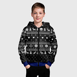 Толстовка на молнии детская НОВОГОДНИЙ СВИТЕР UNDERTALE SANS ЧЁРНЫЙ, цвет: 3D-синий — фото 2