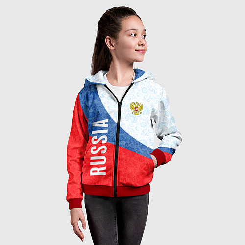 Детская толстовка на молнии RUSSIA SPORT STYLE РОССИЯ СПОРТИВНЫЙ СТИЛЬ / 3D-Красный – фото 4