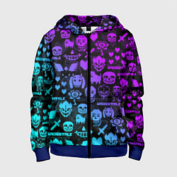 Толстовка на молнии детская UNDERTALE NEON PATTERN УЗОР, цвет: 3D-синий