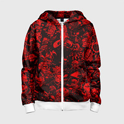 Толстовка на молнии детская DOTA 2 HEROES RED PATTERN ДОТА 2, цвет: 3D-белый