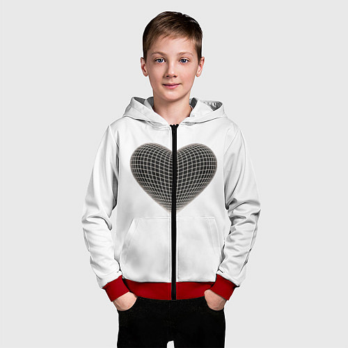 Детская толстовка на молнии HEART PRINT / 3D-Красный – фото 3