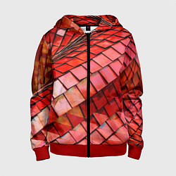 Толстовка на молнии детская Красная спартаковская чешуя, цвет: 3D-красный
