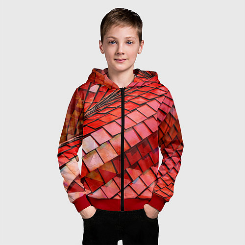 Детская толстовка на молнии Красная спартаковская чешуя / 3D-Красный – фото 3