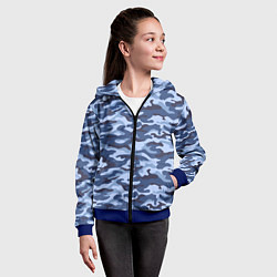 Толстовка на молнии детская Синий Камуфляж Camouflage, цвет: 3D-синий — фото 2