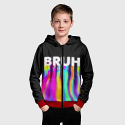 Толстовка на молнии детская BRUH Братан, цвет: 3D-красный — фото 2