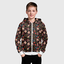 Толстовка на молнии детская Россия паттерн темный, цвет: 3D-белый — фото 2