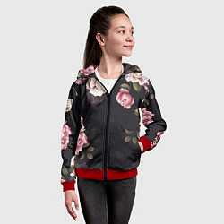 Толстовка на молнии детская РОЗЫ И ПИОНЫ, цвет: 3D-красный — фото 2