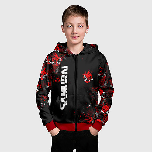 Детская толстовка на молнии КИБЕРПАНК 2077 SAMURAI CYBERPUNK 2077 / 3D-Красный – фото 3