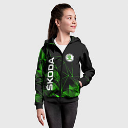 Толстовка на молнии детская Шкода, Skoda, Геометрия, цвет: 3D-черный — фото 2
