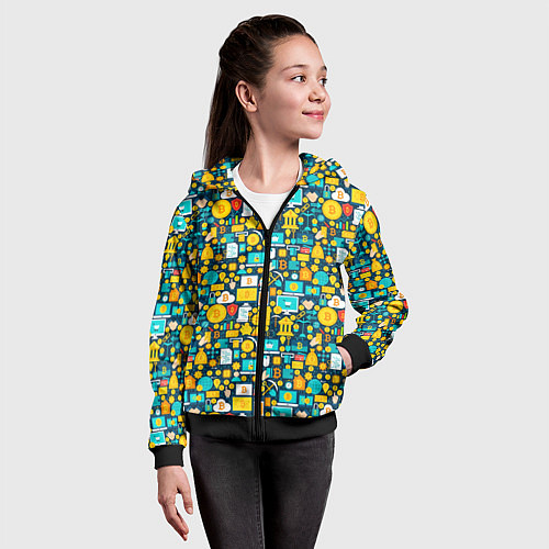 Детская толстовка на молнии Трейдер Криптовалют / 3D-Черный – фото 4