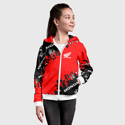 Толстовка на молнии детская Honda нарисованный огонь, цвет: 3D-белый — фото 2