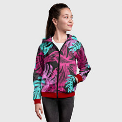 Толстовка на молнии детская Папоротниковый неон, цвет: 3D-красный — фото 2