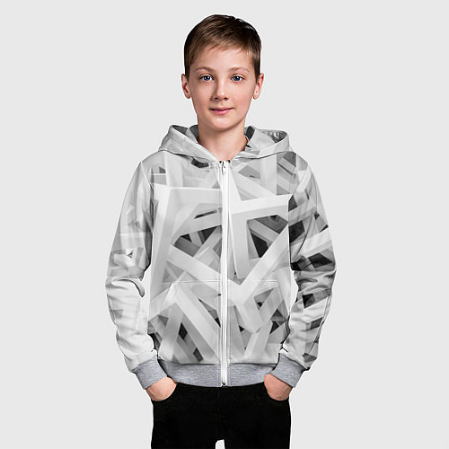 Детская толстовка на молнии БЕЛЫЙ АРХИТЕКТОР / 3D-Меланж – фото 3