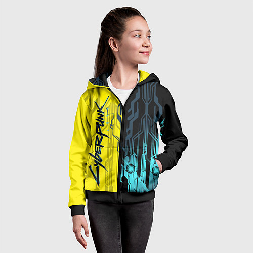 Детская толстовка на молнии CYBERPUNK 2077 Логотип / 3D-Черный – фото 4