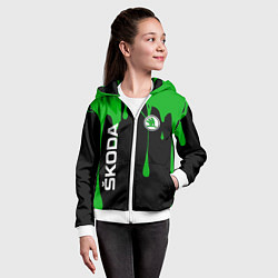 Толстовка на молнии детская Skoda: Подтеки, цвет: 3D-белый — фото 2