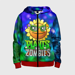 Толстовка на молнии детская Plants vs Zombies подсолнух, цвет: 3D-красный