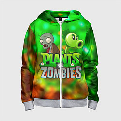 Детская толстовка на молнии Plants vs Zombies горохострел и зомби