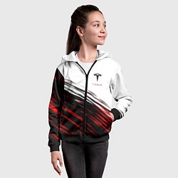 Толстовка на молнии детская Tesla sport размытость, цвет: 3D-черный — фото 2