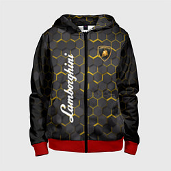 Толстовка на молнии детская Lamborghini - Золотые соты, цвет: 3D-красный