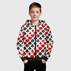 Толстовка на молнии детская Карточные Масти Card Suits, цвет: 3D-черный — фото 2