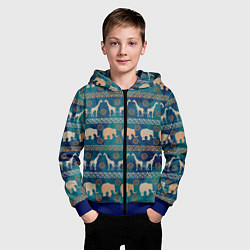 Толстовка на молнии детская Жирафы и слоны, цвет: 3D-синий — фото 2