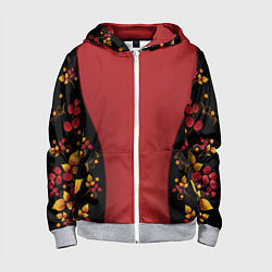 Толстовка на молнии детская Хохлома Народный промысел, цвет: 3D-меланж