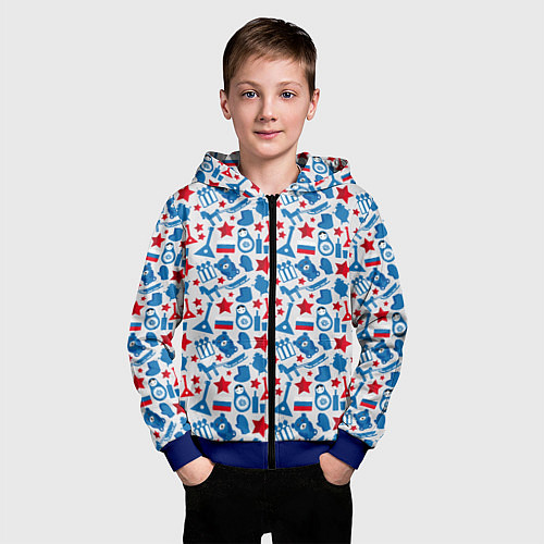 Детская толстовка на молнии Русский Символизм / 3D-Синий – фото 3