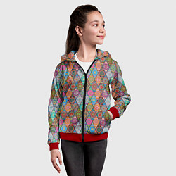 Толстовка на молнии детская Мандалы Текстура, цвет: 3D-красный — фото 2