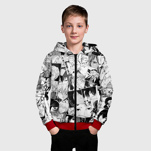 Детская толстовка на молнии Bungo Stray Dogs pattern / 3D-Красный – фото 3