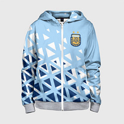 Толстовка на молнии детская Сборная Аргентины футбол, цвет: 3D-меланж