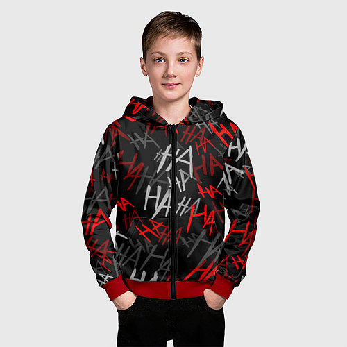 Детская толстовка на молнии HA HA HA / 3D-Красный – фото 3