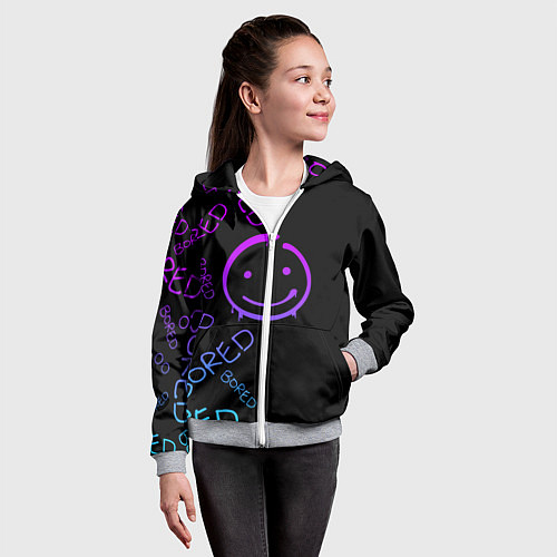 Детская толстовка на молнии Neon Bored Half pattern / 3D-Меланж – фото 4