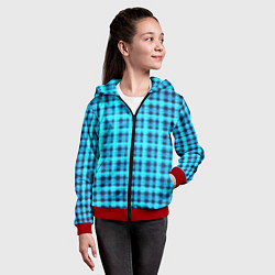 Толстовка на молнии детская Неоновый узор в клеточку Голубая клетка Светящиеся, цвет: 3D-красный — фото 2