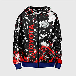 Толстовка на молнии детская Toyota тойота брызги красок, цвет: 3D-синий