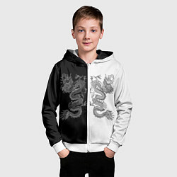 Толстовка на молнии детская Double Dragon Дракон Чб, цвет: 3D-белый — фото 2